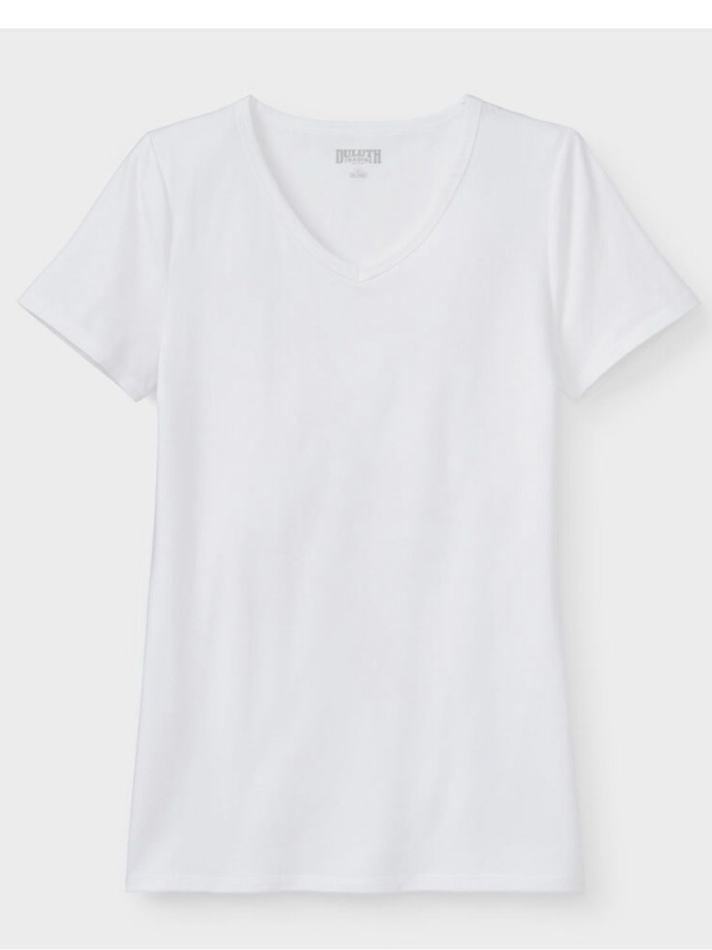 Duluth Trading Co White V-Neck Cotton Short Sleeve Tee